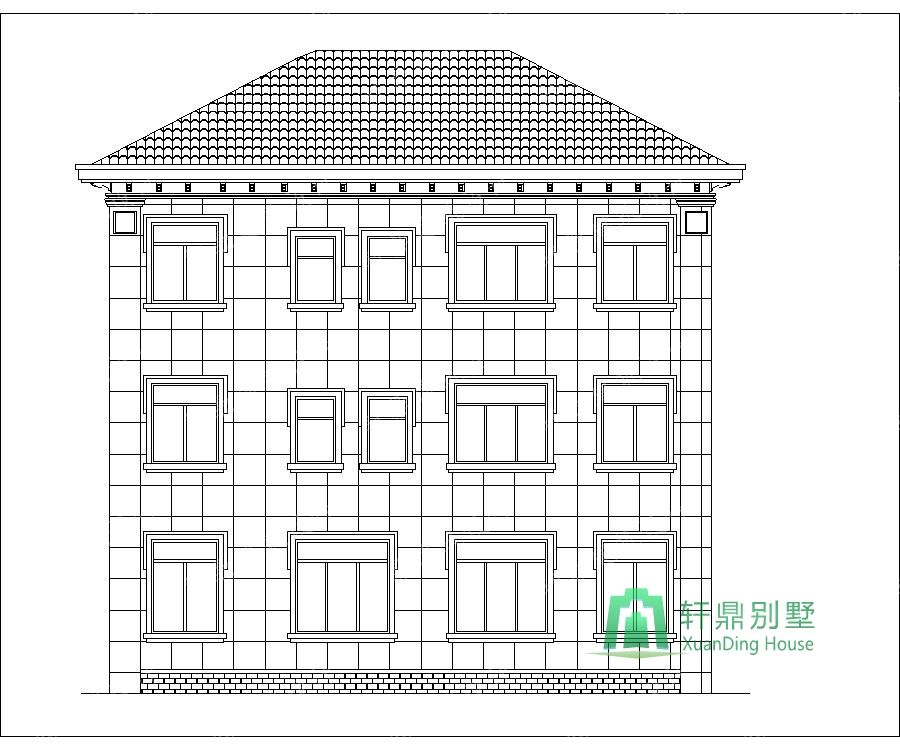 農村三層帶車庫自建別墅設計圖背立面.jpg 農村三層帶車庫自建別墅設計圖背立面.jpg